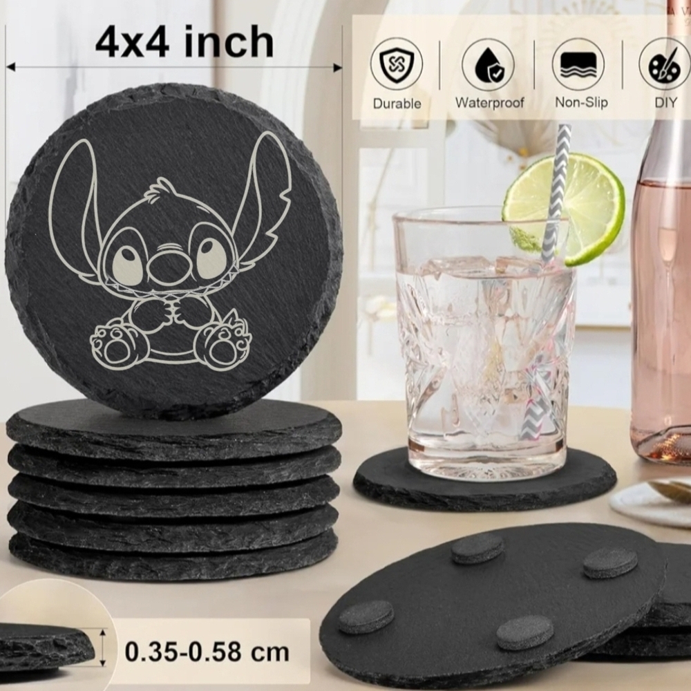 Labubu Monster Stitch Slate Coasters Set Of 2